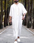 Arabic-Inspired Moroccan Kaftan: Casual Elegance in a Long Striped Dress for Muslim Men