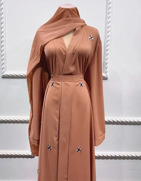 Flowing Elegance: Open Abaya Kimono, a Dubai-Turkey Fusion Kaftan for Muslim Women