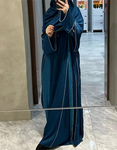 Eid Mubarak: Dubai Abaya Set with 3 Pieces for Women, Featuring Kaftan, Hijab, and Kimono