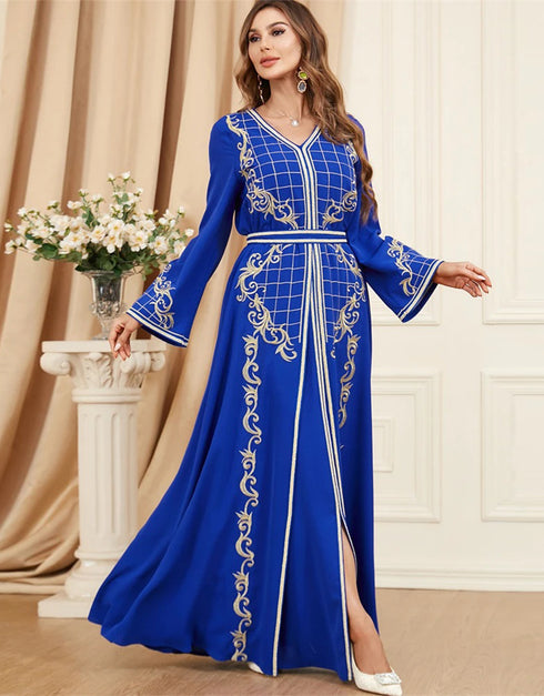 Graceful Ramadan Ensemble: Long Front Open Abaya Set for Muslim Women