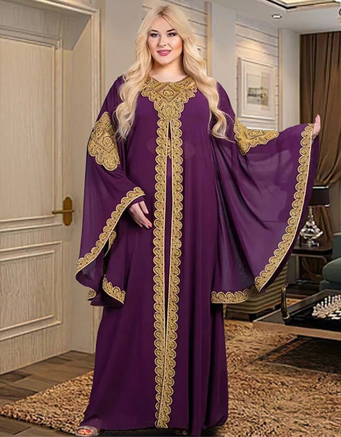 Shimmering Elegance: Embroidered Chiffon Abaya for All-Season Style