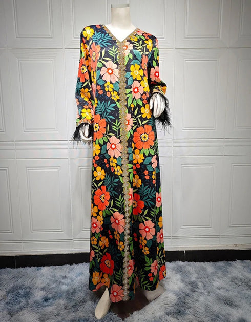 Feathery Flair: A Casual Abaya for All Seasons