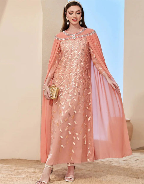 Diamond Shimmer, Regular Fit: Own the Night in Sparkling Elegance Abaya