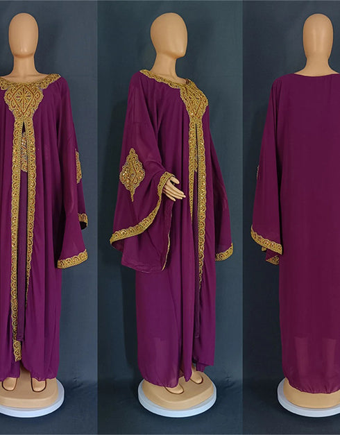 Shimmering Elegance: Embroidered Chiffon Abaya for All-Season Style