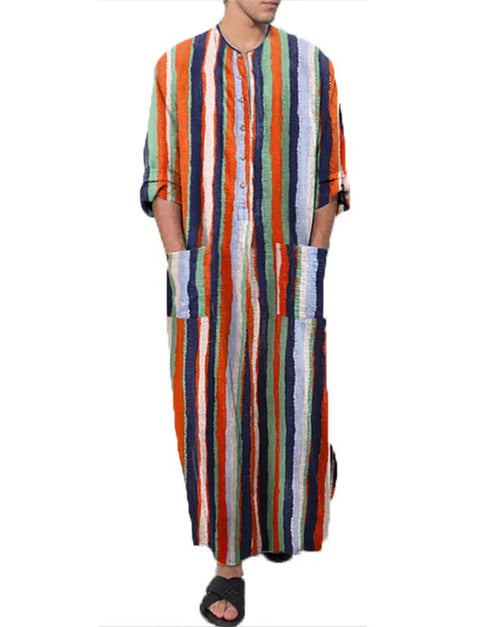 Embrace Arabian Nights: Flowing Striped Robes for the Modern Sheik