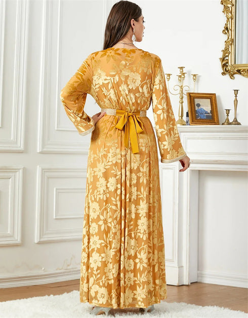 Timeless Elegance Meets Comfort: Embroidered Velvet Abaya