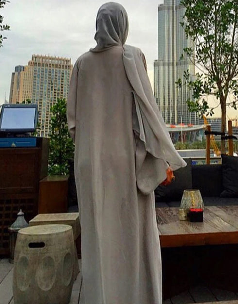 Sparkling Elegance: Diamond-Adorned Chiffon Abaya with Detachable Belt