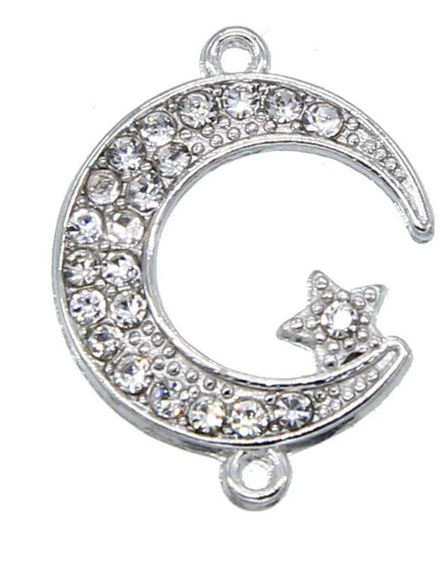 Islamic Elegance Unveiled: 6-Piece Collection of Silver Allah Charms, Muslim Crescent Moon Connectors - Perfect Accessories for Exquisite Islamic Jewelry