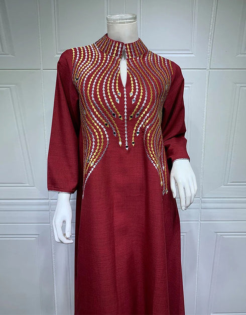 Exquisite Embroidery: Dubai Kaftan Abaya, a Stylish Muslim Dress from Turkey