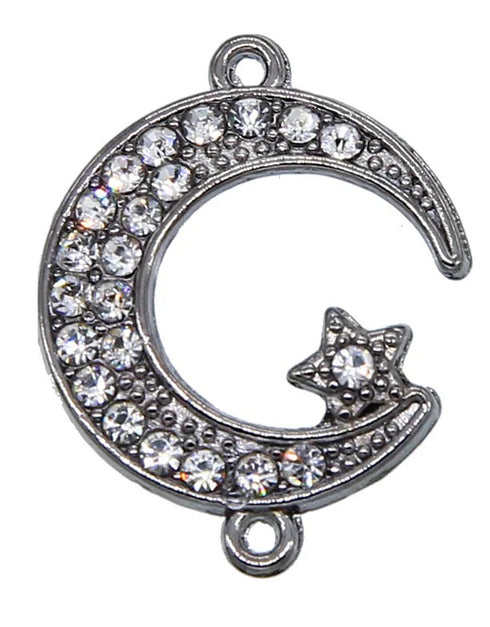 Islamic Elegance Unveiled: 6-Piece Collection of Silver Allah Charms, Muslim Crescent Moon Connectors - Perfect Accessories for Exquisite Islamic Jewelry