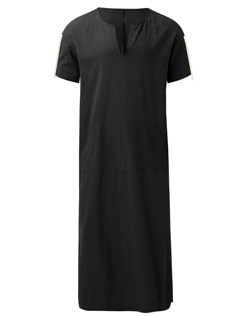 Summer Breeze Thobe: Short Sleeve Kaftan for Casual Muslim Style