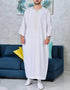 Arabic-Inspired Moroccan Kaftan: Casual Elegance in a Long Striped Dress for Muslim Men