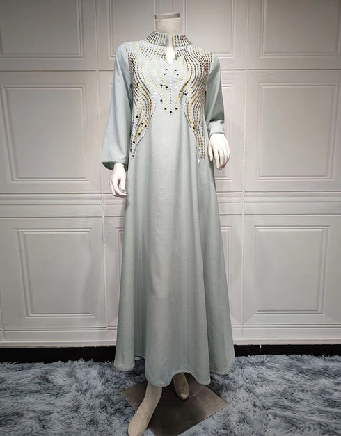 Exquisite Embroidery: Dubai Kaftan Abaya, a Stylish Muslim Dress from Turkey