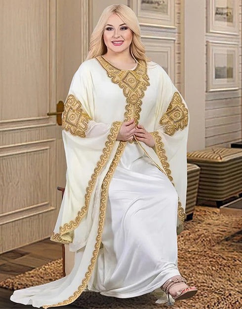 Shimmering Elegance: Embroidered Chiffon Abaya for All-Season Style