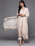 Off White Viscose Jacquard Pant Suit Acy1008