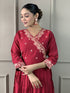 Maroon Viscose Chanderi Pant Suit Acy1012 Back View
