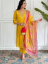 Yellow Viscose Chanderi Pant Suit Acy1013 Closure View