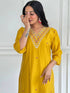 Yellow Viscose Chanderi Pant Suit Acy1013 Back View