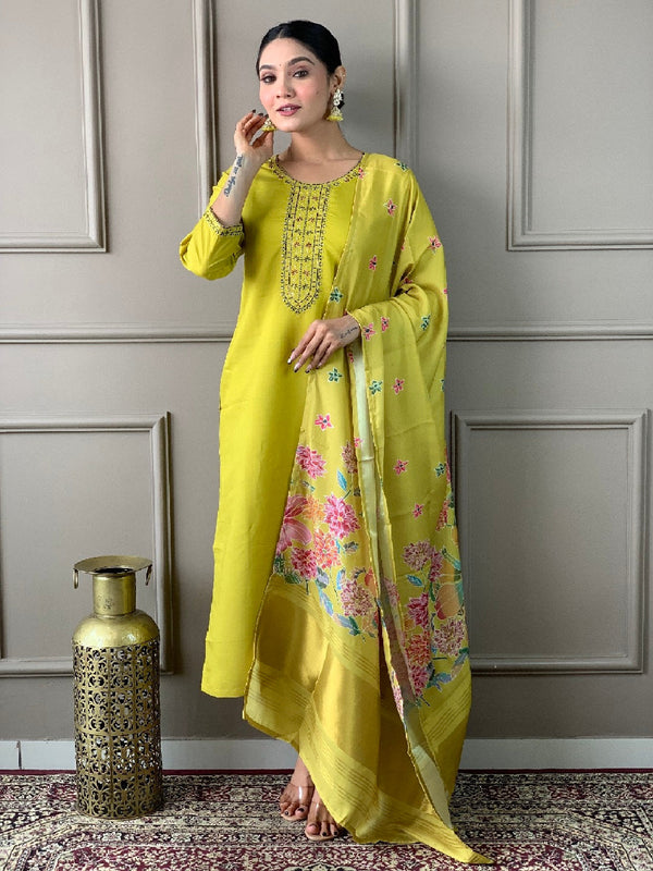 Green Viscose Chanderi Pant Suit Acy1015