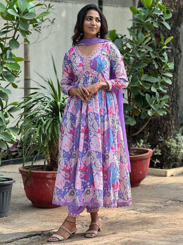 Purple Muslin Pant Suit Acy1022