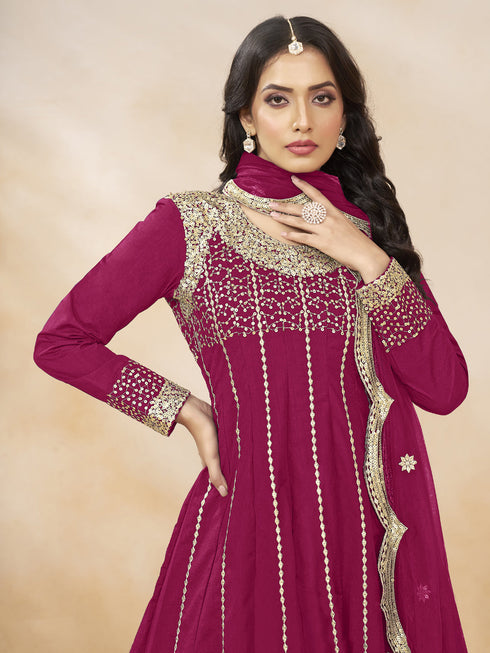 Pink Art Silk Patiyala Dress Acy1031 Closure View