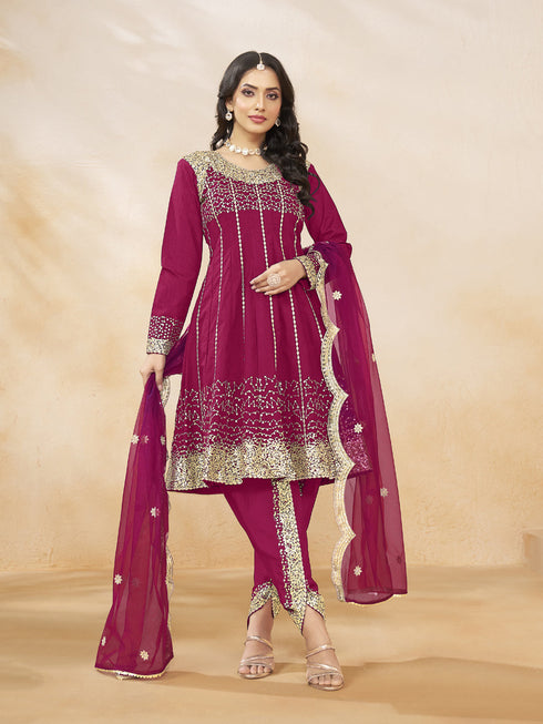Pink Art Silk Patiyala Dress Acy1031 Back View
