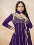 Voilet Art Silk Patiyala Dress Acy1032 Closure View