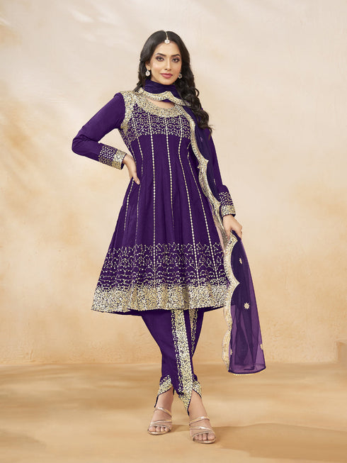 Voilet Art Silk Patiyala Dress Acy1032
