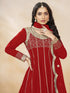 Red Art Silk Patiyala Dress Acy1034 Closure View