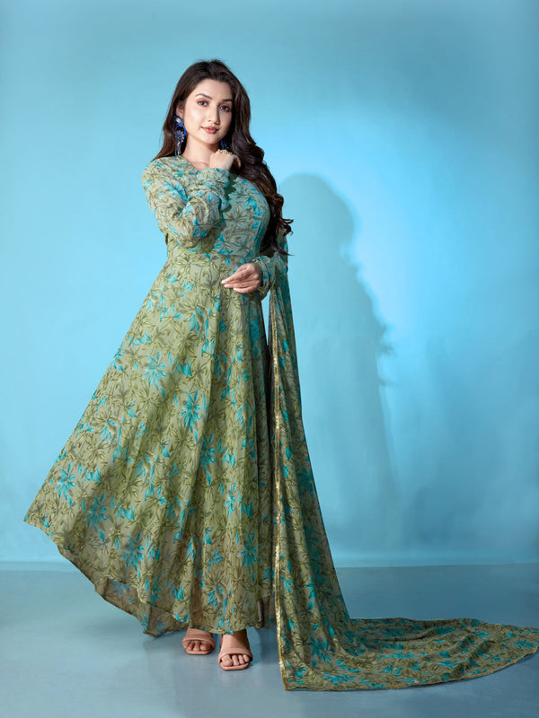 Green Georgette Anarkali Dress Acy1050