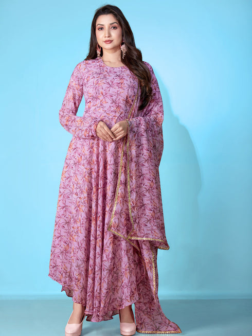 Purple Georgette Anarkali Dress Acy1051