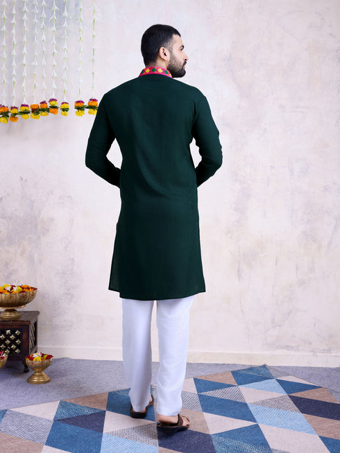 Green Kurta Rayon payjama Closure View