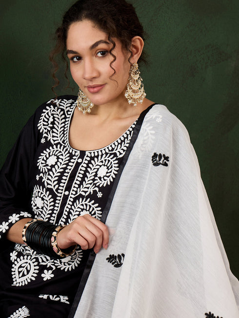 Black Rayon Pant Suit Acy1094 Back View