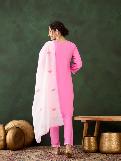 Pink Rayon Pant Suit Acy1099 Closure View