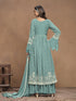 Sky Blue Faux Georgette Sharara Suit Acy1113 Closure View