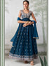Teal Blue Rangoli Georgette Anarkali Dress Acy1131