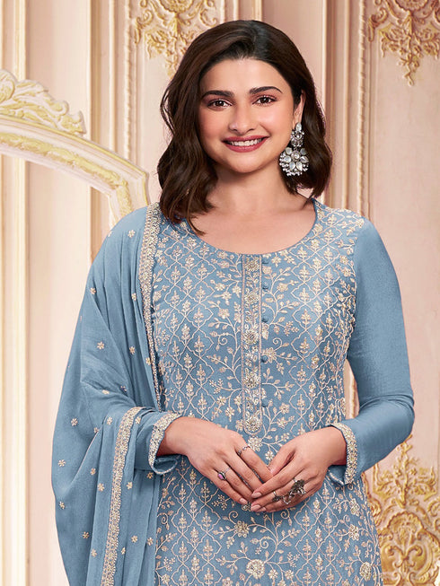 Blue Georgette Pant Suit Acy1136 Closure View