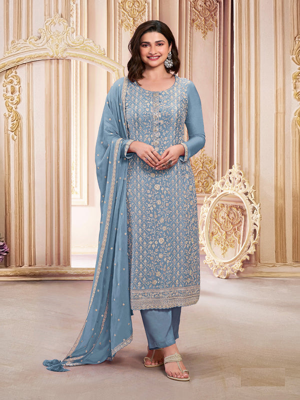 Blue Georgette Pant Suit Acy1136