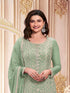Green Georgette Pant Suit Acy1137 Closure View