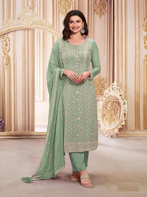 Green Georgette Pant Suit Acy1137