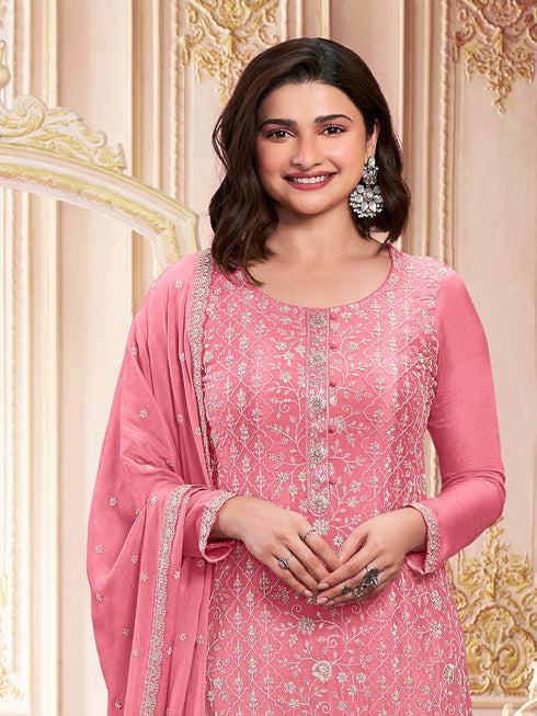 Pink Georgette Pant Suit Acy1138 Closure View