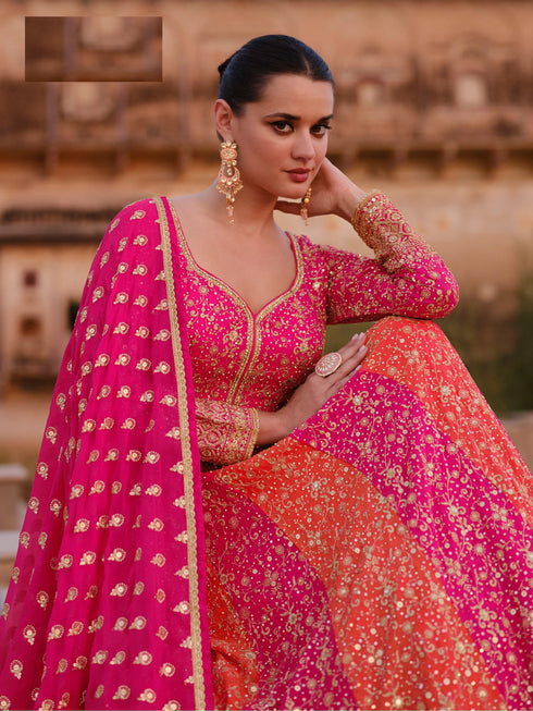 Pink Georgette Anarkali Dress Acy1191 Closure View