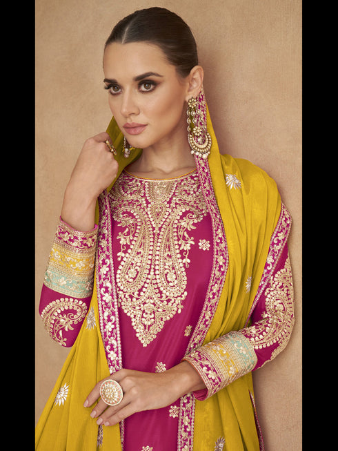 Pink Chinon Palazzo Suit Acy1200 Back View