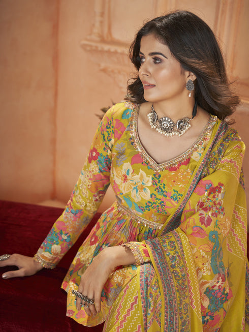 Yellow Silk Palazzo Suit Acy1208 Back View