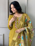 Mustard Viscose Chanderi Pant Suit Acy1226 Back View