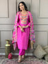 Pink Viscose Chanderi Pant Suit Acy1227 Closure View