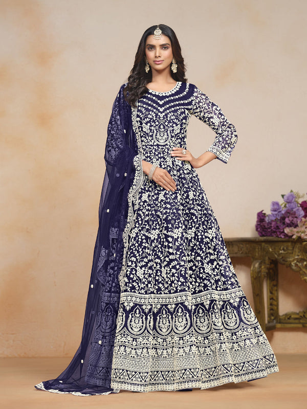 Blue Net Anarkali Dress Acy1234