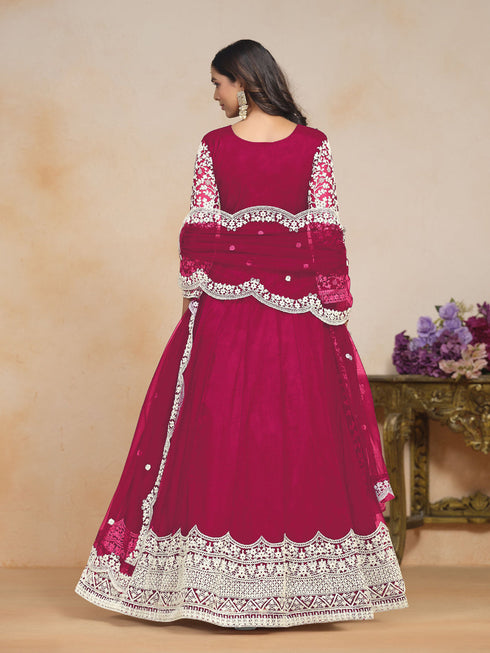 Pink Net Anarkali Dress Acy1235 Closure View