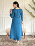 Teal Blue Viscose Chanderi Pant Suit Acy1261 Closure View