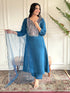 Teal Blue Viscose Chanderi Pant Suit Acy1261